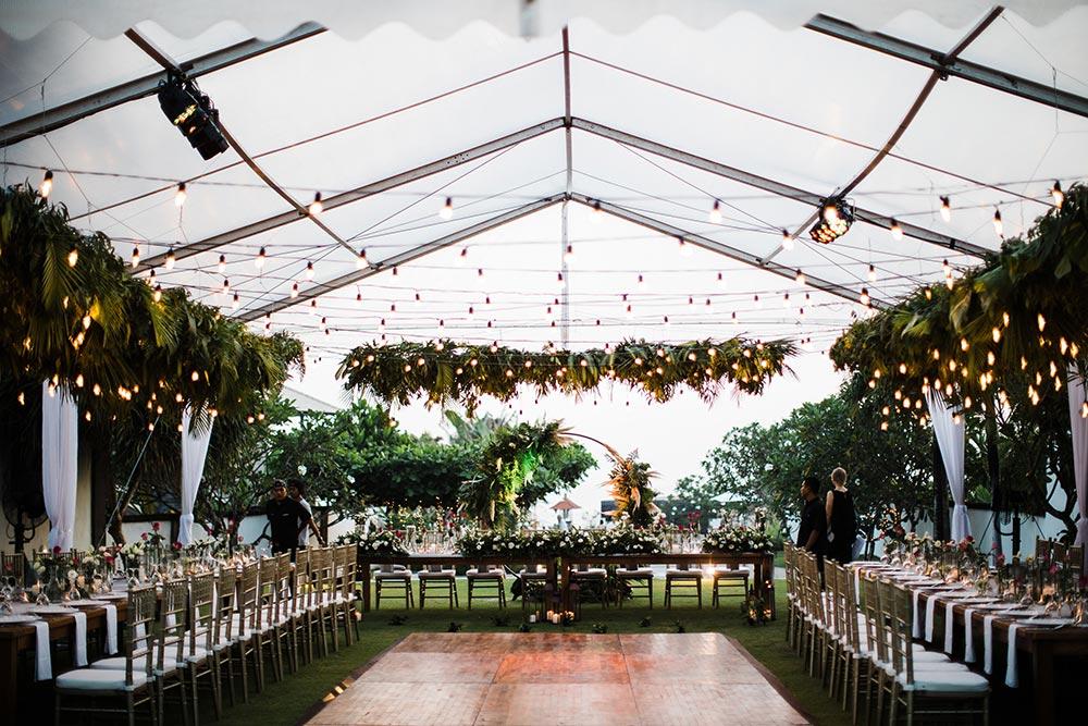 Tropical outdoor wedding marquee