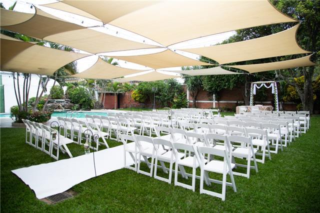 Outdoor wedding guest seating area