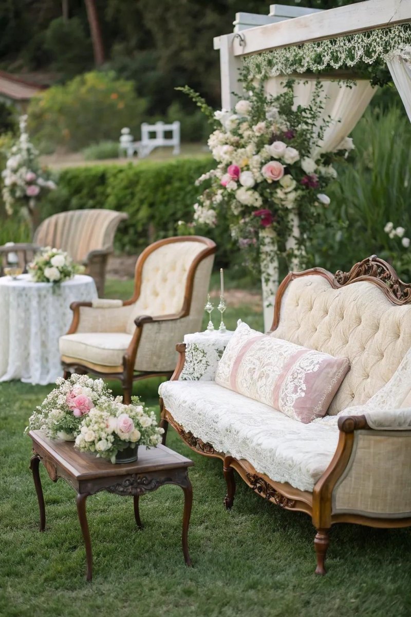 Vintage furniture garden wedding