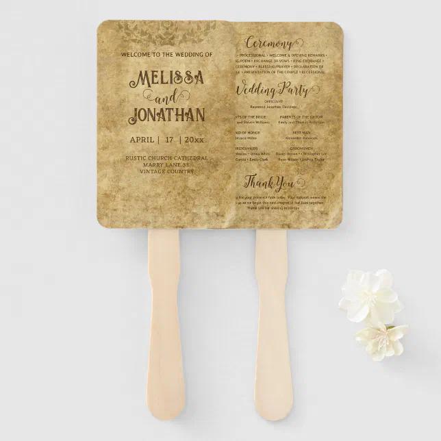 Vintage wedding program fan