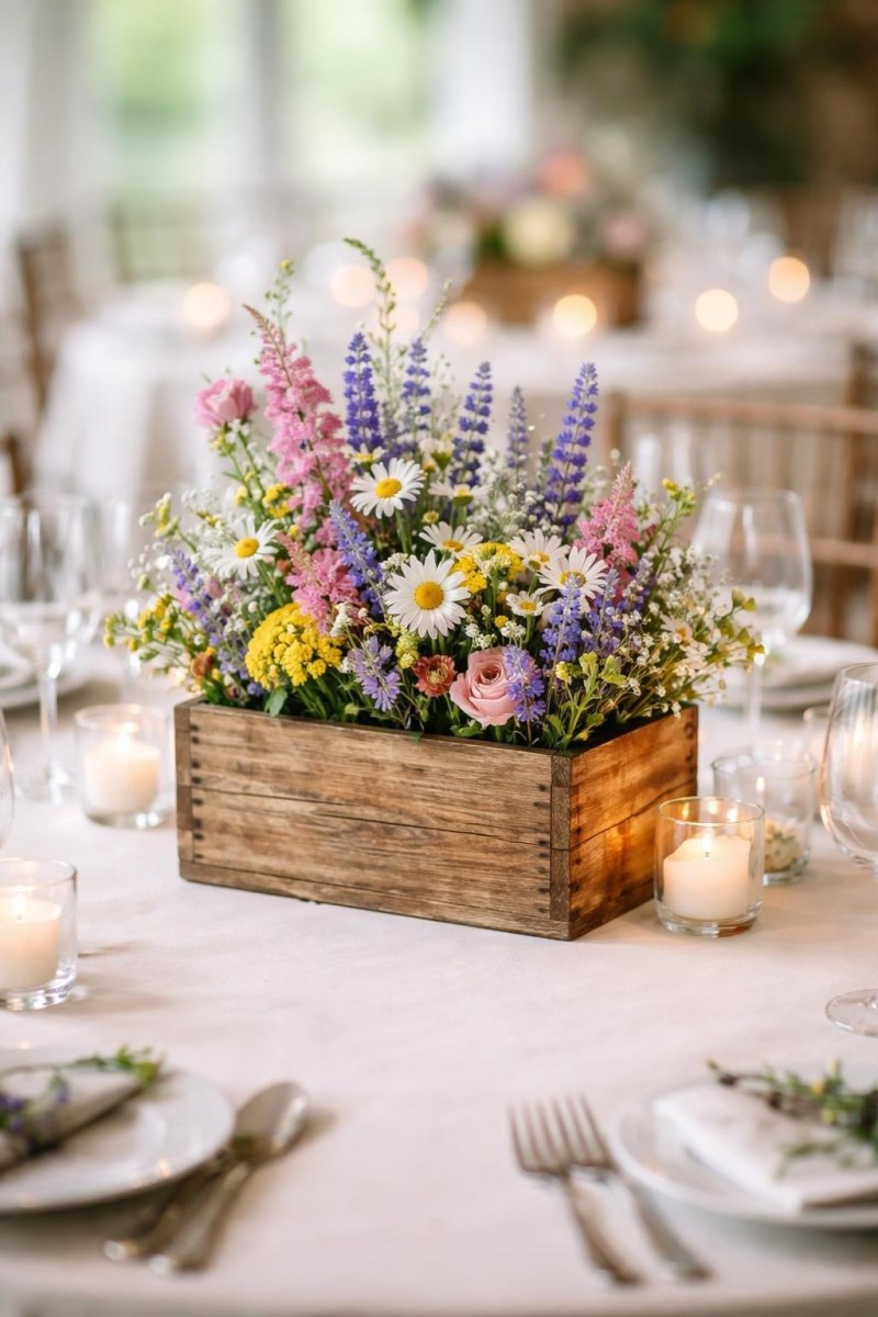Wildflower wedding centerpiece arrangement
