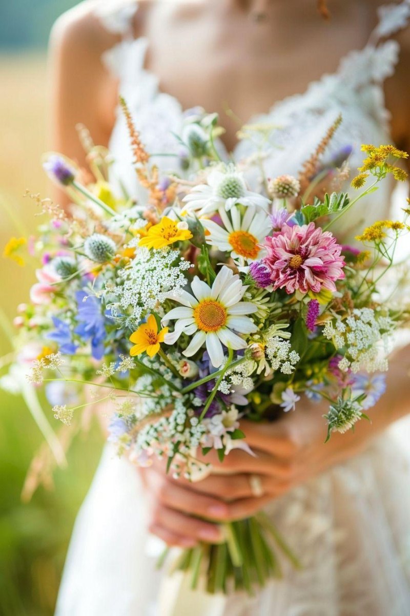 Rustic wildflower wedding bouquet
