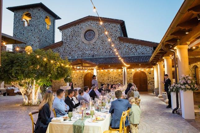 Winery courtyard wedding reception