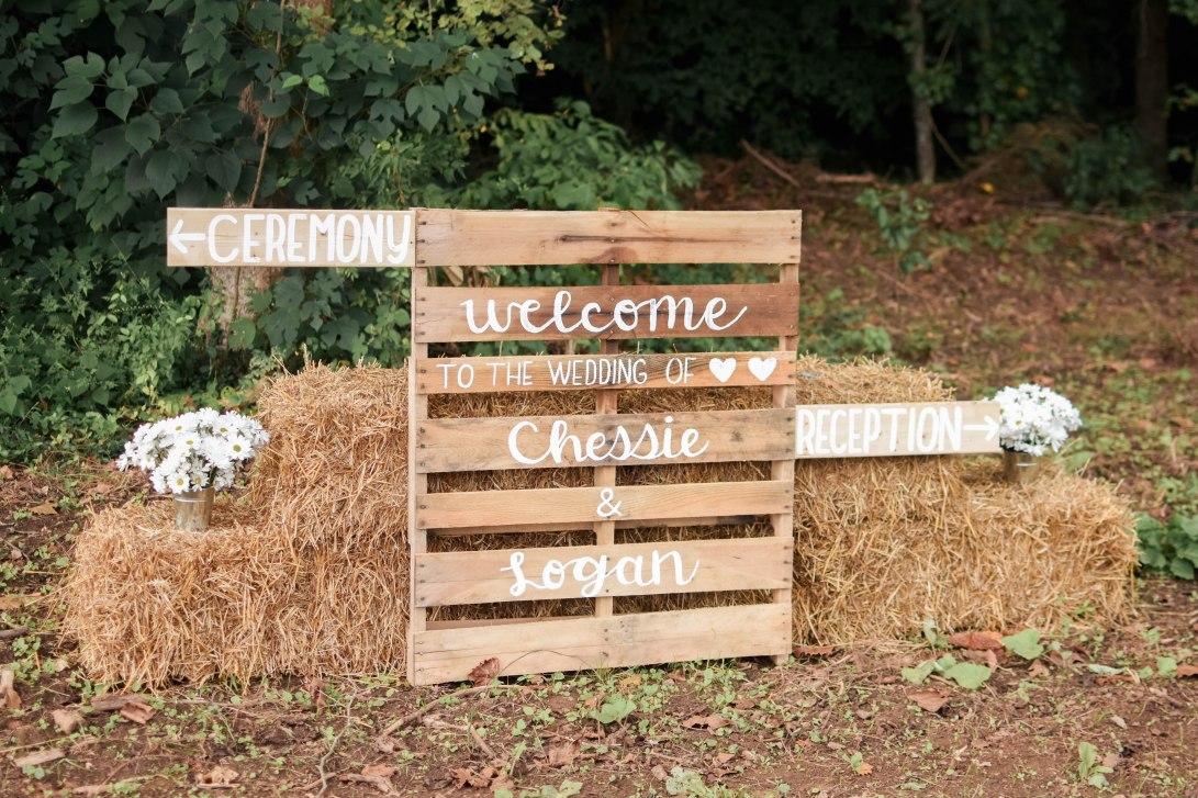 Handmade wooden wedding sign